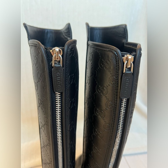 GUCCI GG BLACK LEATHER RIDING BOOTS - Picture 10 of 17